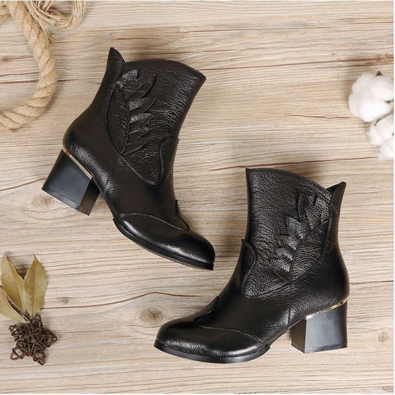 Humero Booties Ankle Height - Czerwony z futrem