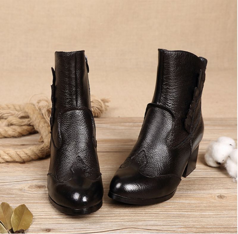 Humero Booties Ankle Height - Czerwony z futrem