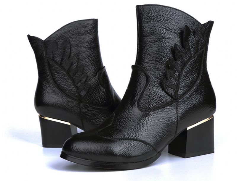 Humero Booties Ankle Height - Czerwony z futrem