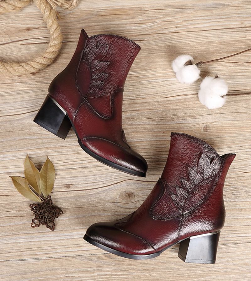 Humero Booties Ankle Height - Czerwony z futrem