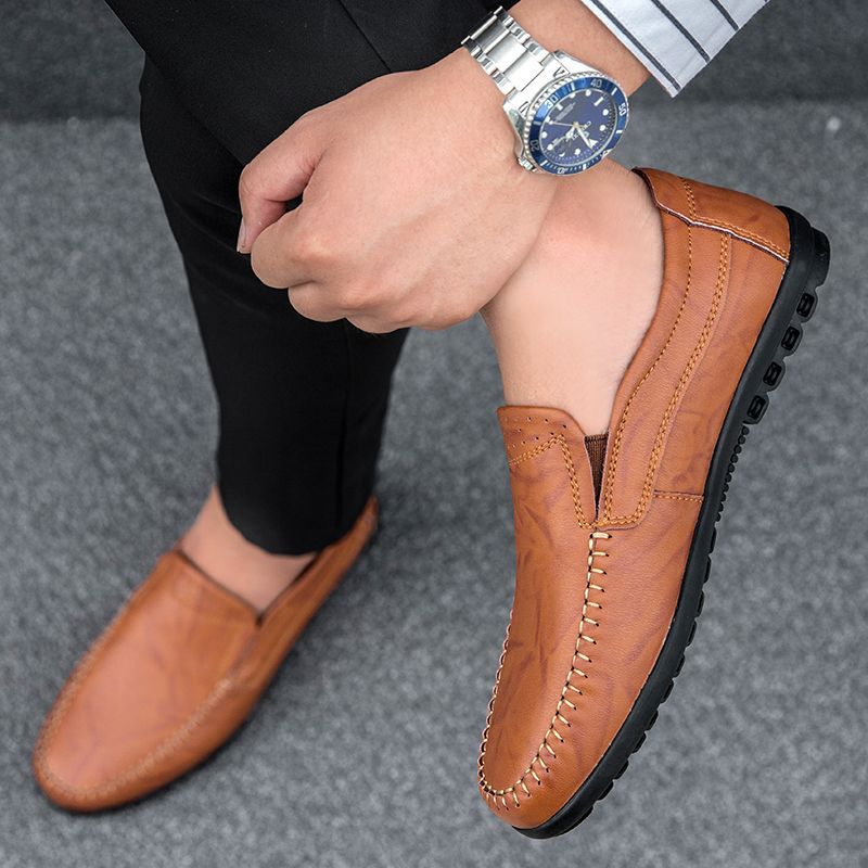 Hunter Męskie Mokasyny Eleganckie Buty - Brązowy