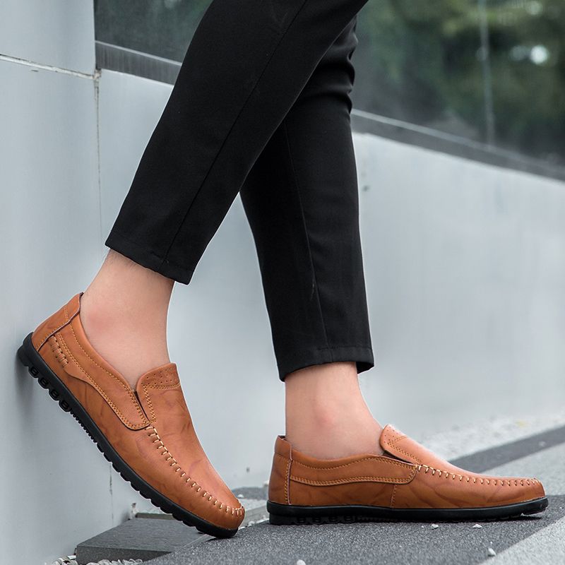Hunter Męskie Mokasyny Eleganckie Buty - Brązowy
