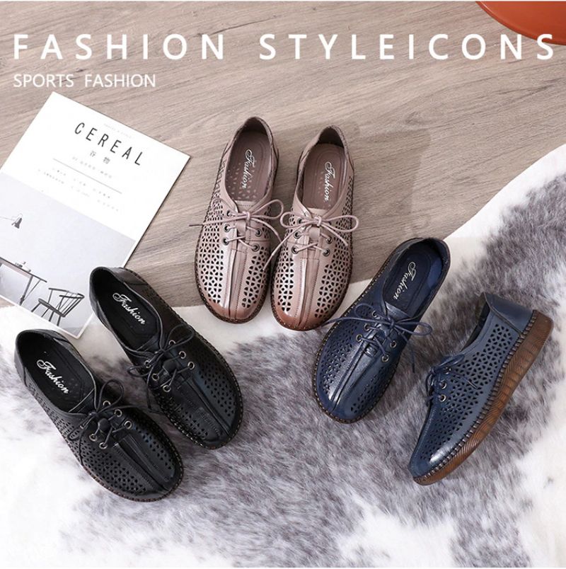 Imbert Damskie Buty Typu Hollow Out Oxford - Czarny