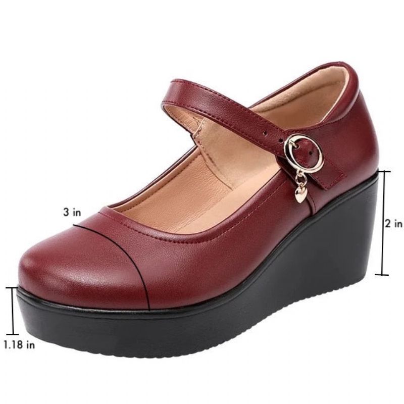 Ines Damskie Wygodne Buty Na Platformie - Czerwony