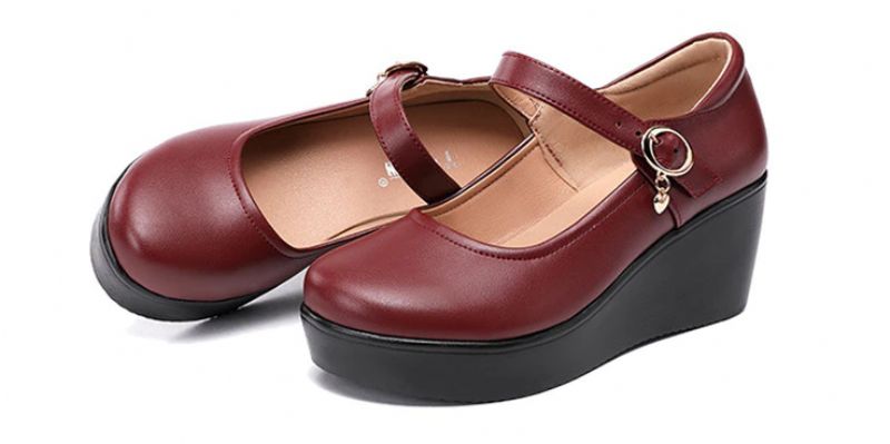 Ines Damskie Wygodne Buty Na Platformie - Czerwony