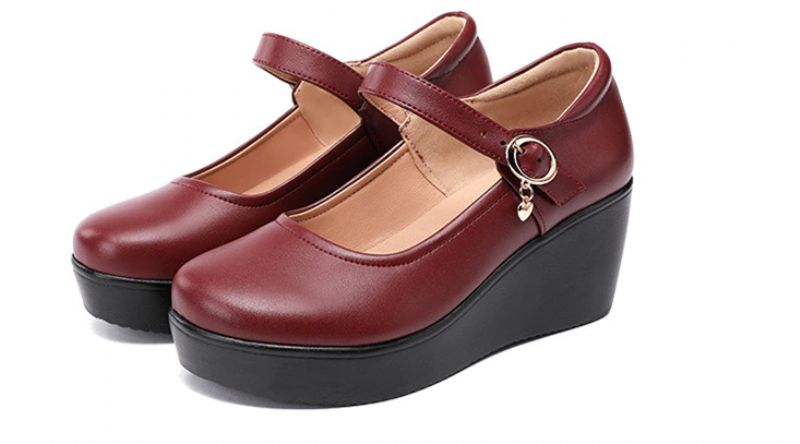 Ines Damskie Wygodne Buty Na Platformie - Czerwony