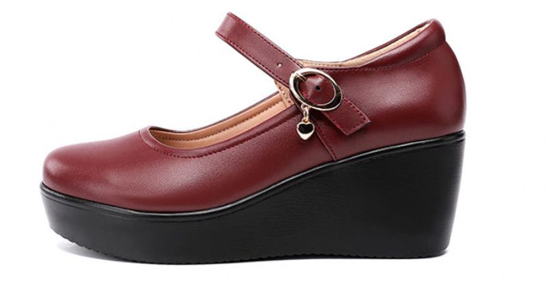 Ines Damskie Wygodne Buty Na Platformie - Czerwony