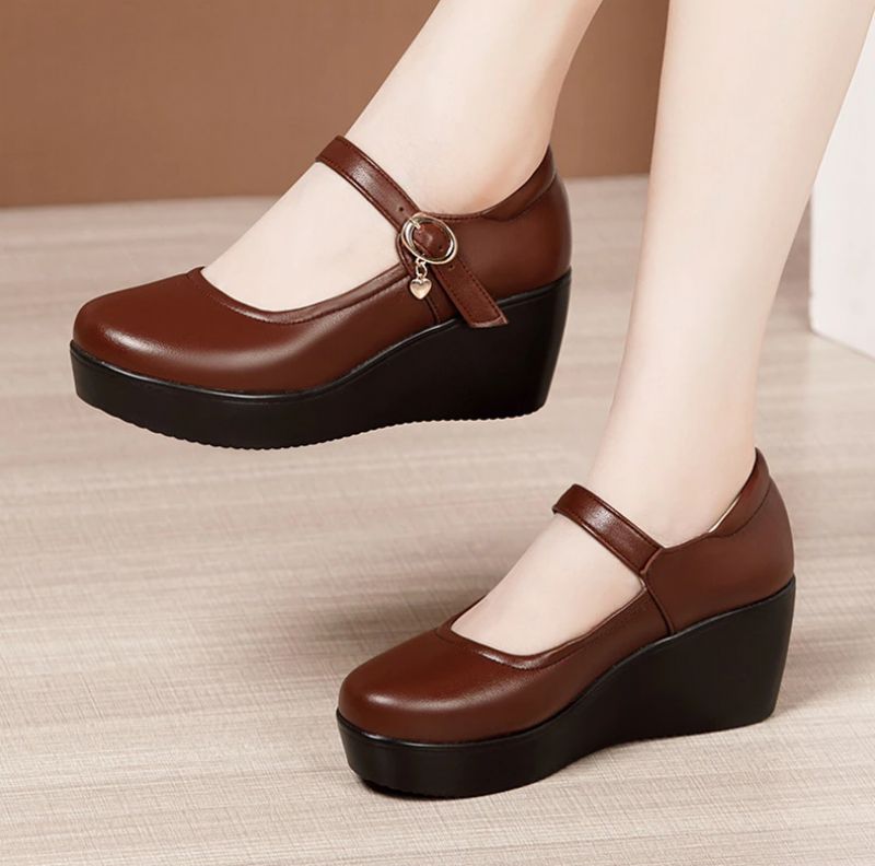Ines Damskie Wygodne Buty Na Platformie - Czerwony