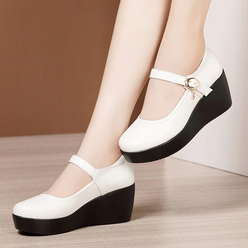 Ines Damskie Wygodne Buty Na Platformie - Czerwony