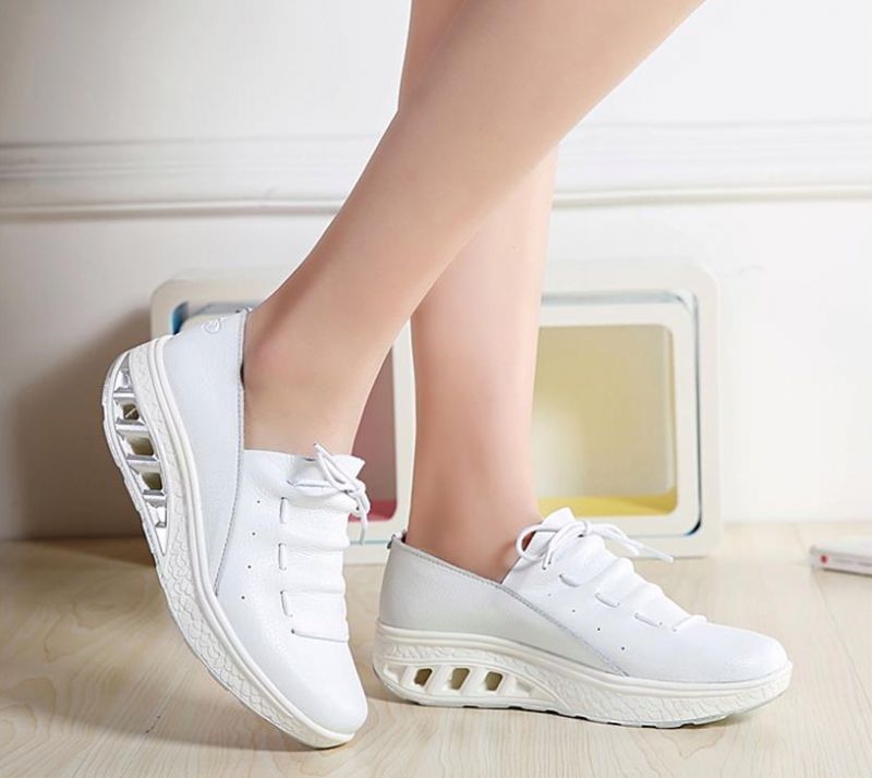 Jame Damskie Buty Na Platformie - Biały