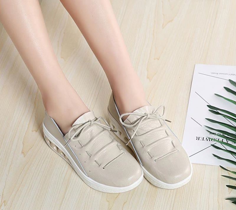 Jame Damskie Buty Na Platformie - Biały