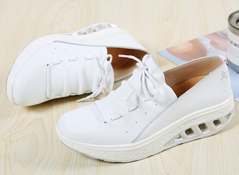 Jame Damskie Buty Na Platformie - Biały