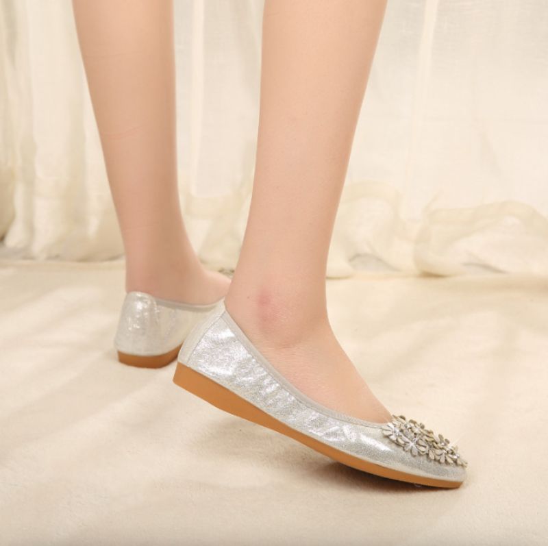 Jashi Damskie Płaskie Buty - Srebrny