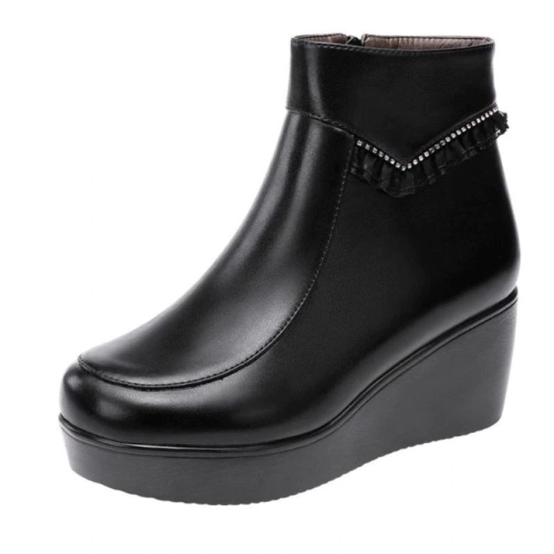 Jimena Damskie Czarne Buty Do Kostki Na Platformie - Czarny