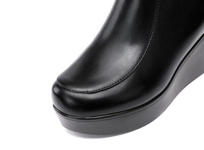 Jimena Damskie Czarne Buty Do Kostki Na Platformie - Czarny