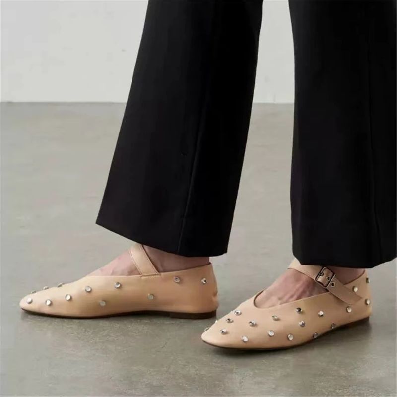 Josefa Damskie Płaskie Buty Z Paskiem Na Klamrę - Czarny