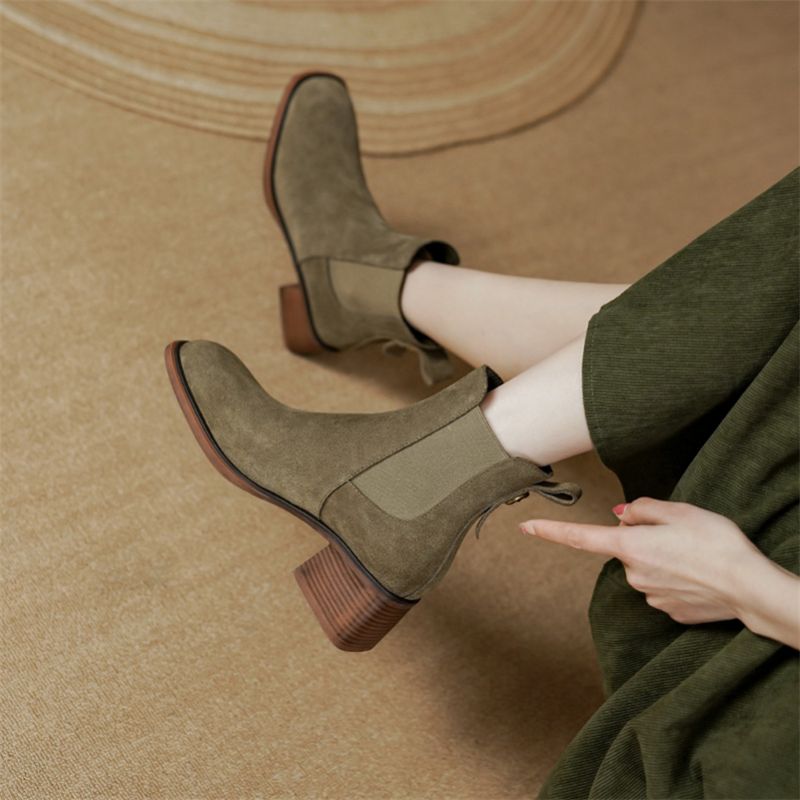 Julie Damskie Buty Jesienne - Khaki Krótki Plusz