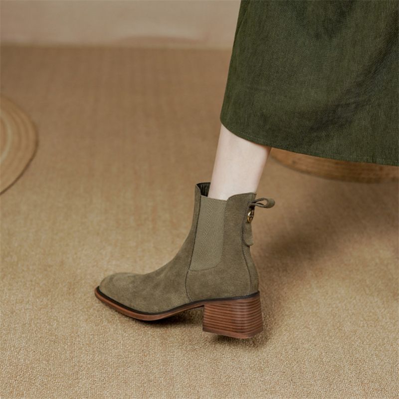 Julie Damskie Buty Jesienne - Khaki Krótki Plusz