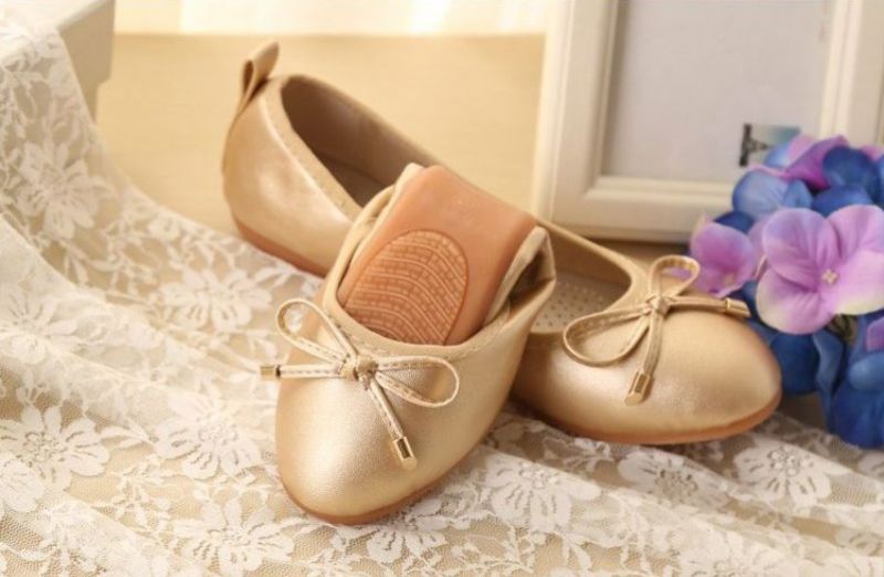 Julie Damskie Płaskie Buty - Złoty