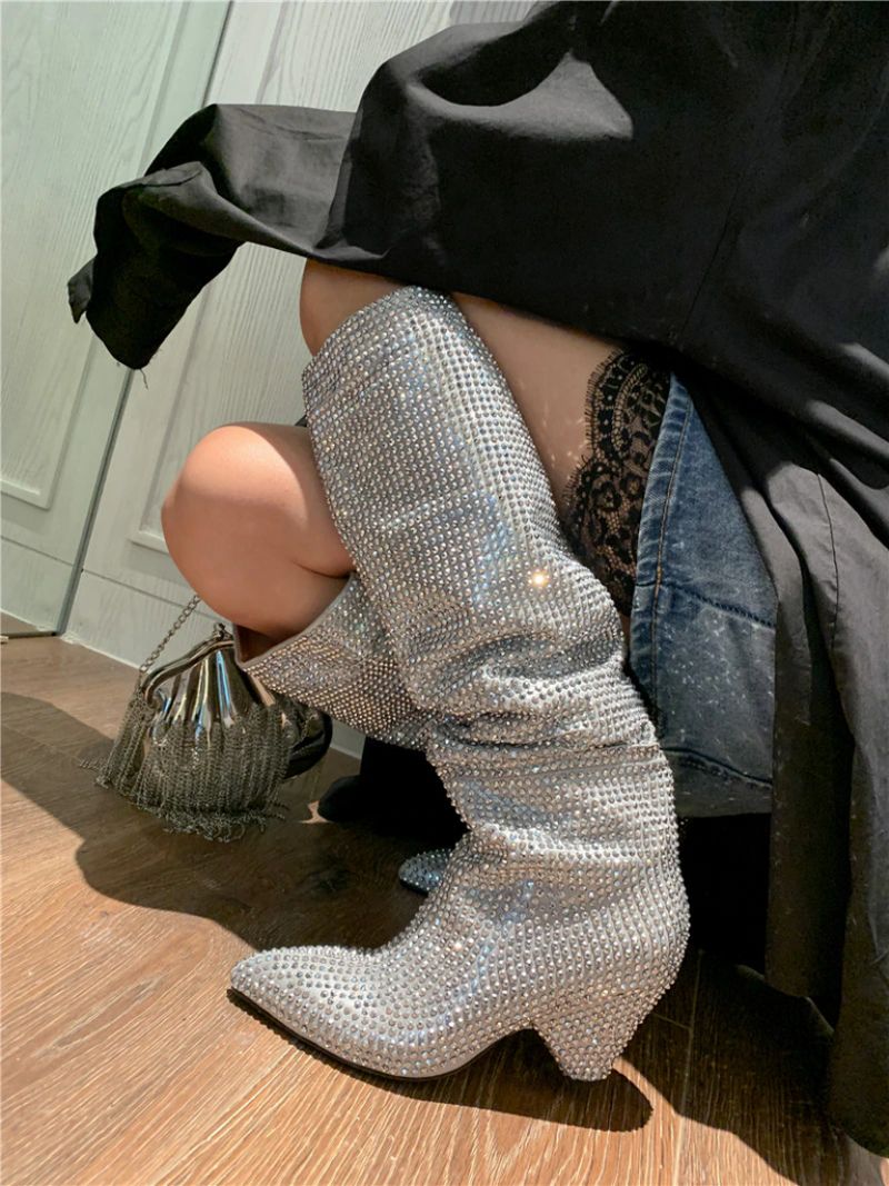 Kaine Damskie Buty Do Kolan - Srebrny