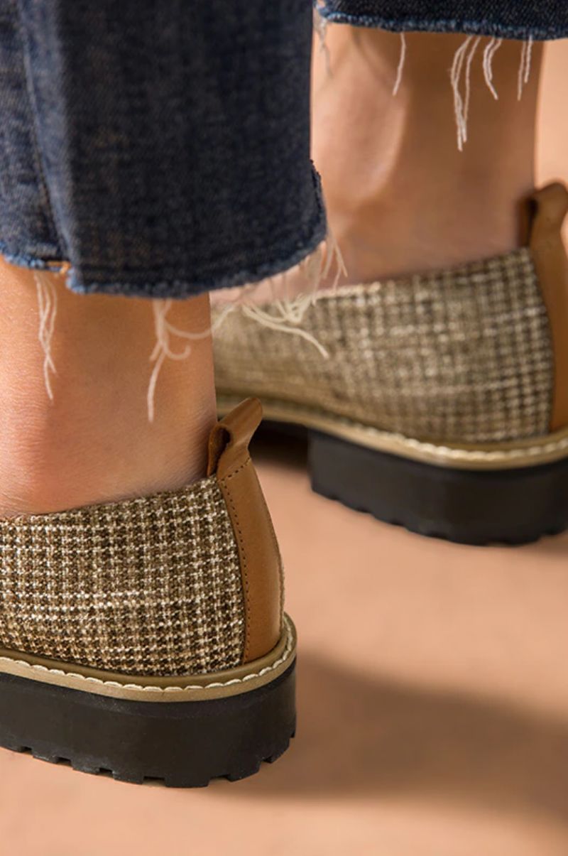 Kaley Damskie Płaskie Skórzane Buty Typu Loafer - Brązowy