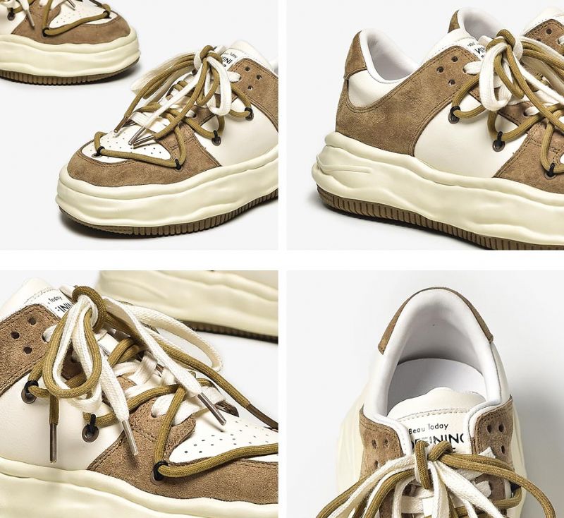 Kalie Damskie Sznurowane Trampki Na Platformie - Khaki