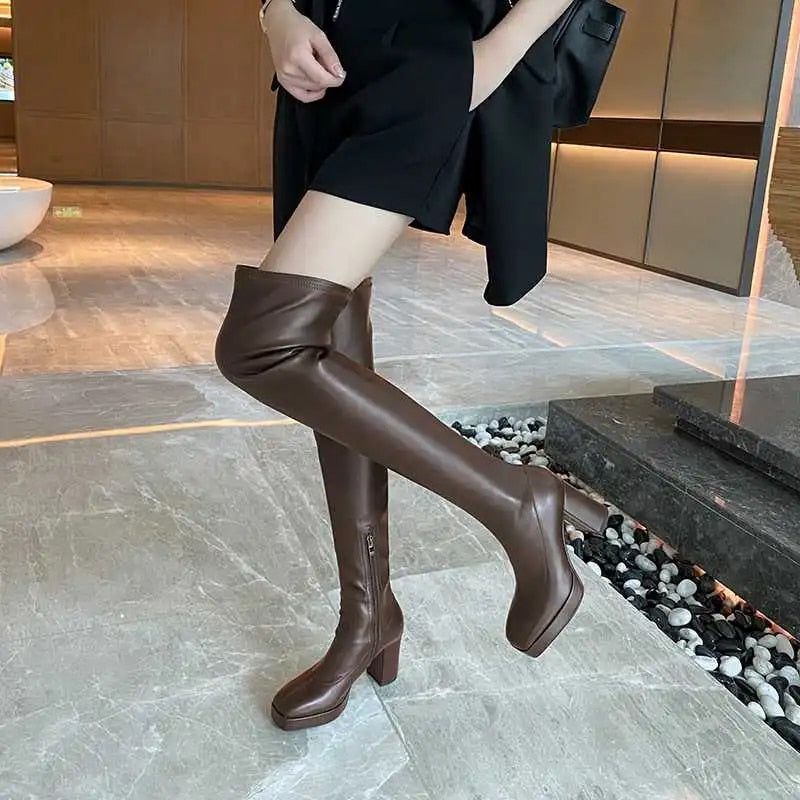 Karine Damskie Buty Za Kolano - Czarny