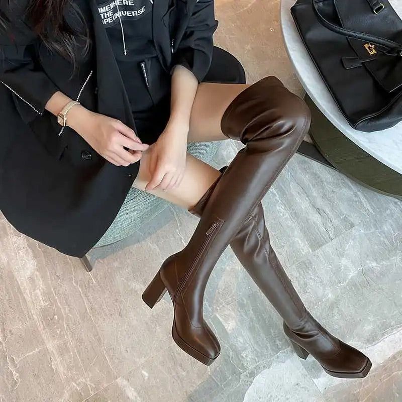 Karine Damskie Buty Za Kolano - Czarny