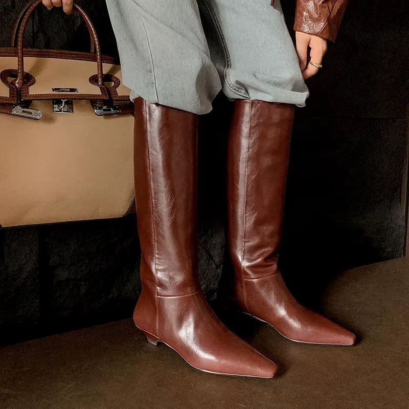 Karla Damskie Skórzane Buty - Czarny