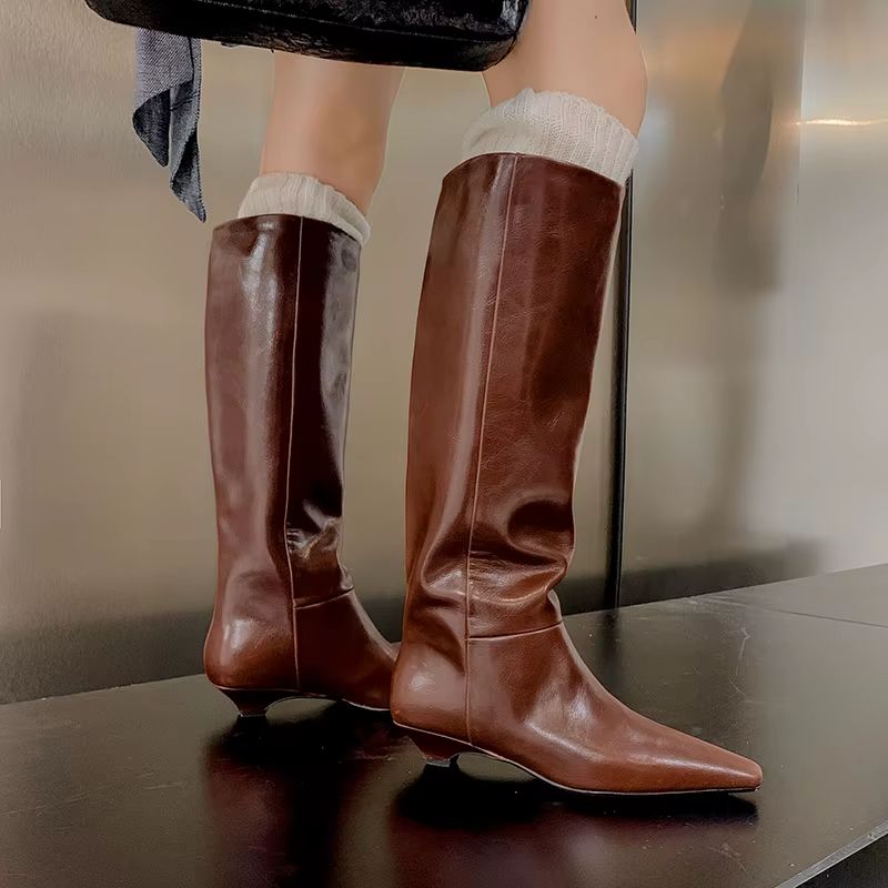 Karla Damskie Skórzane Buty - Czarny
