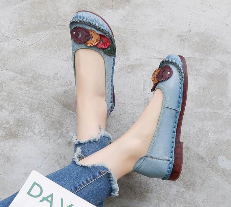 Karolay Damskie Płaskie Buty - Niebieski