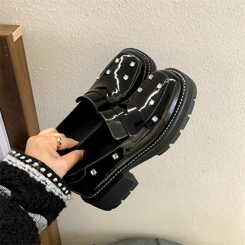 Kate Damskie Płaskie Buty Na Platformie - Czarny
