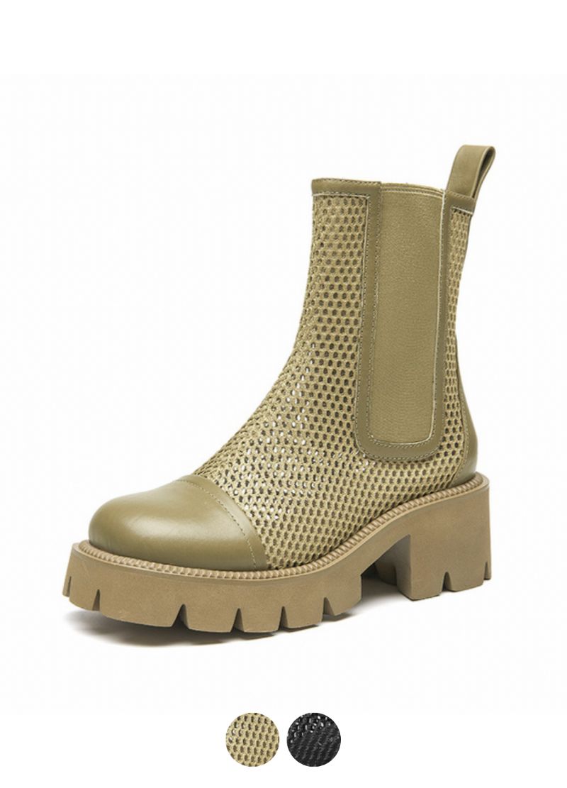 Klein Damskie Buty Skórzane Na Siateczce Na Platformie