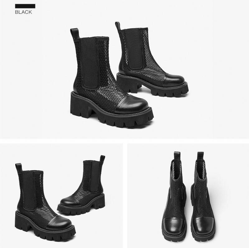 Klein Damskie Buty Skórzane Na Siateczce Na Platformie - Khaki
