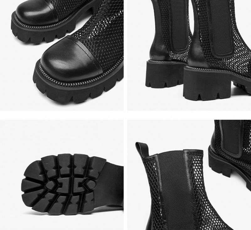 Klein Damskie Buty Skórzane Na Siateczce Na Platformie - Khaki
