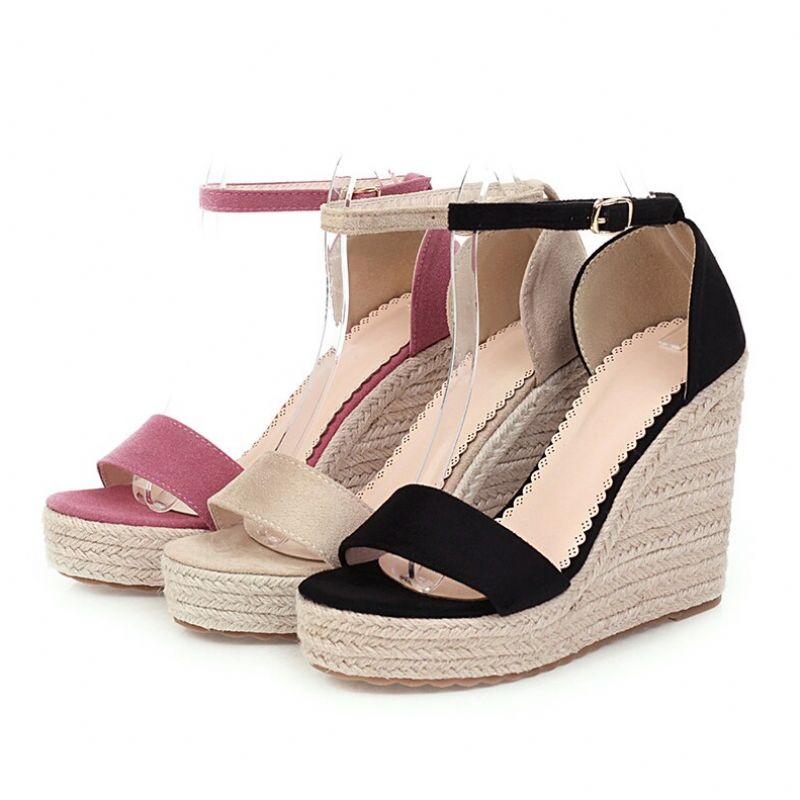 Klinowe Buty Damskie Bolivia - Czarny