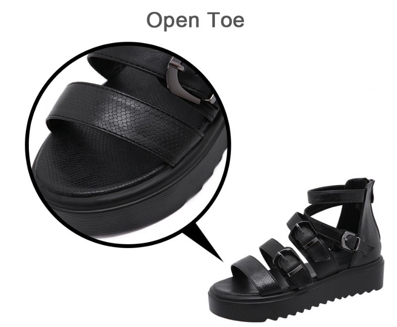 Klinowe Buty Damskie Cristy - Czarny