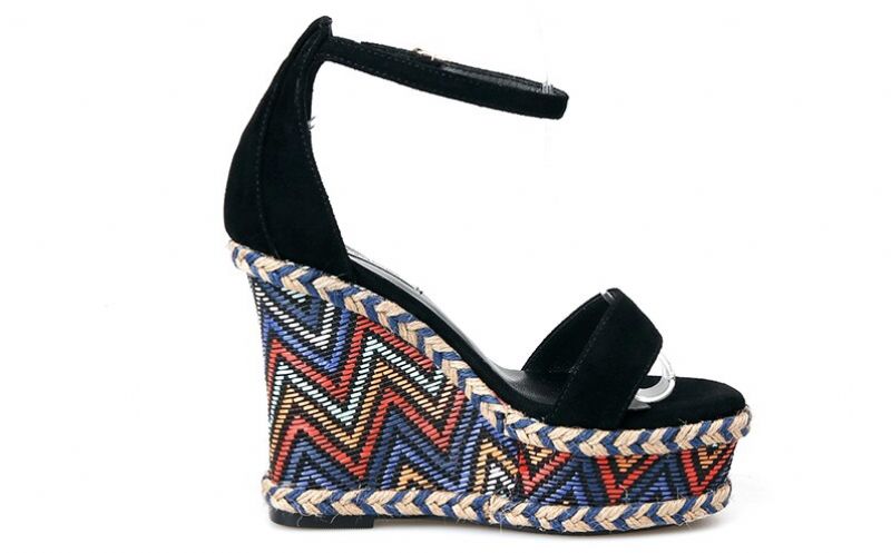 Klinowe Buty Damskie Dorian - Czarny