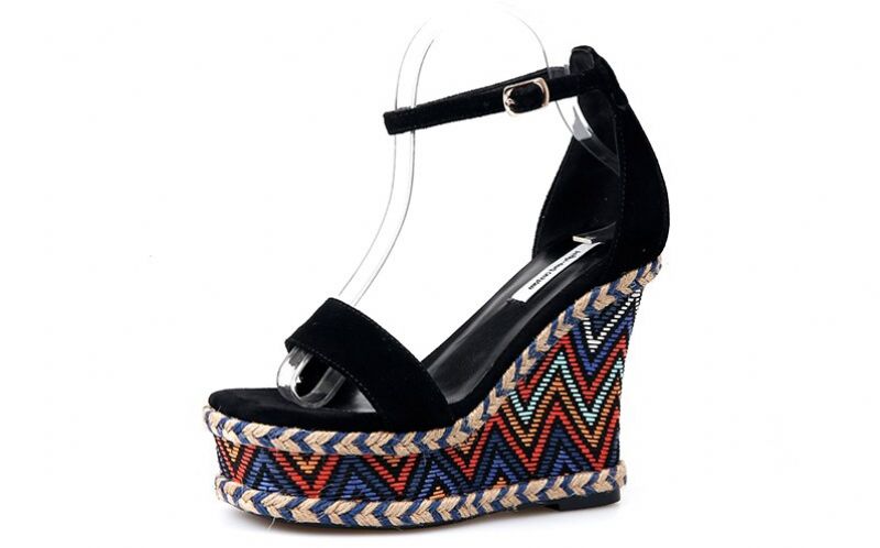 Klinowe Buty Damskie Dorian - Czarny