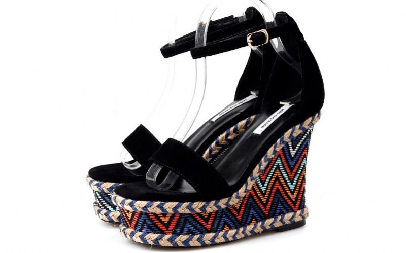 Klinowe Buty Damskie Dorian - Czarny