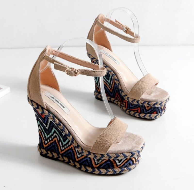 Klinowe Buty Damskie Dorian - Czarny