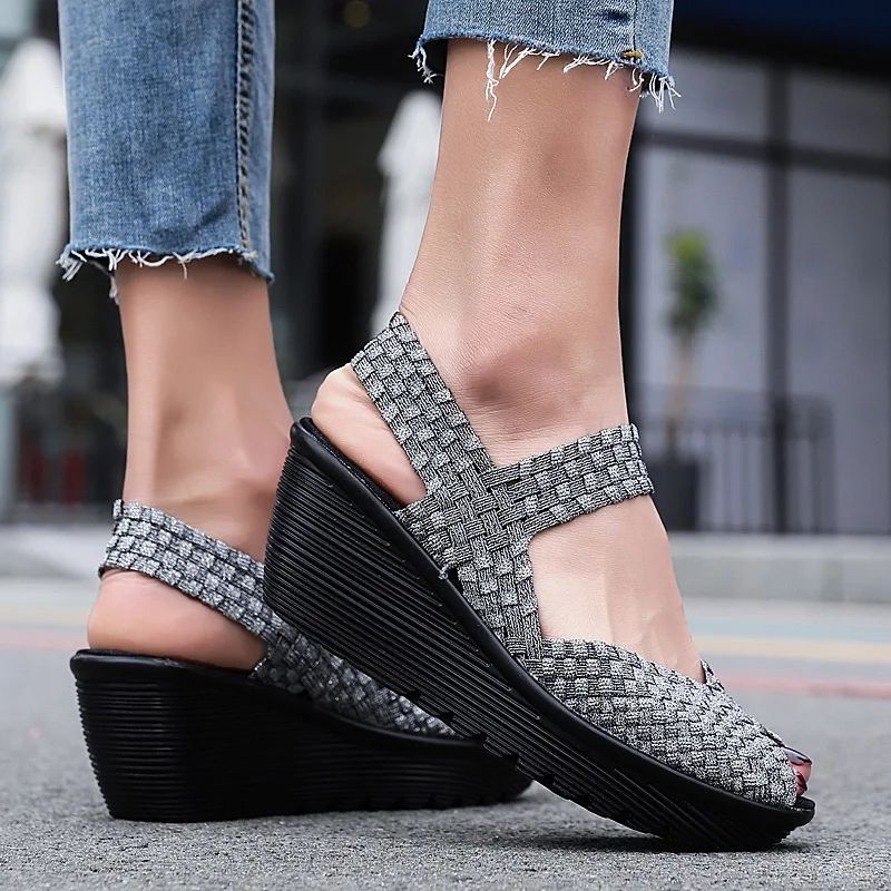 Klinowe Buty Damskie Hera - Szary