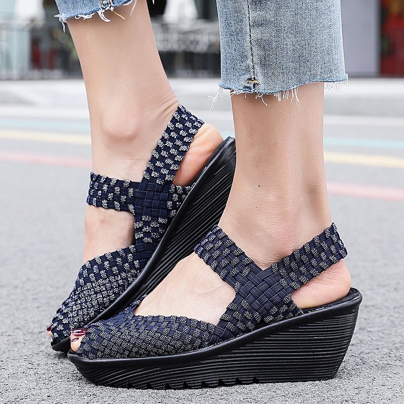 Klinowe Buty Damskie Hera - Szary
