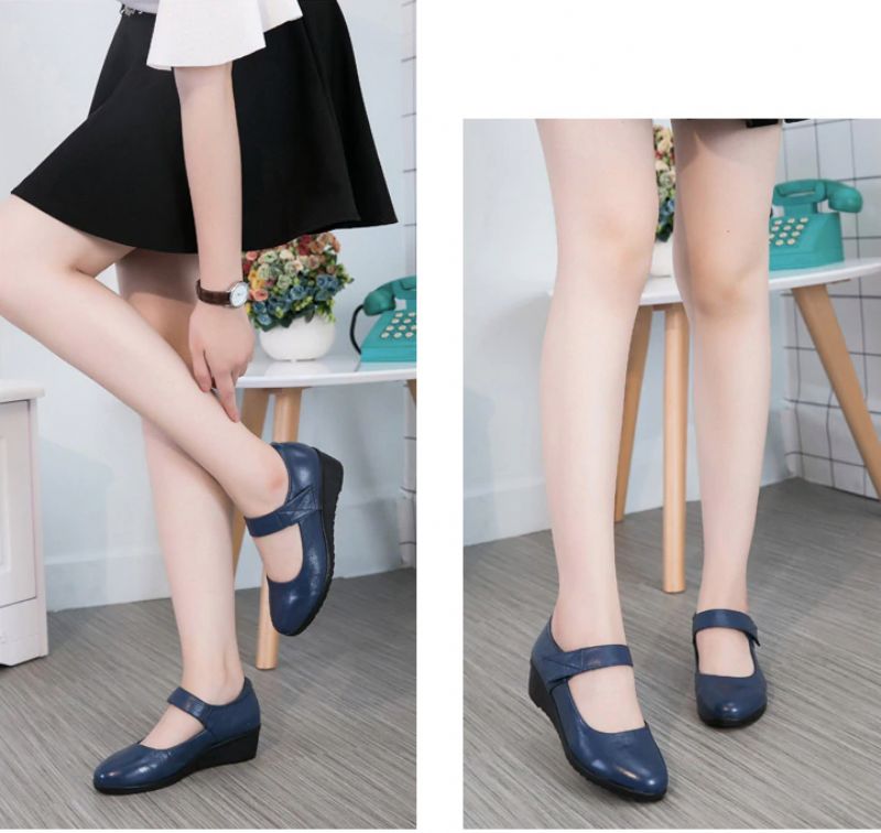 Klinowe Buty Damskie Lua - Niebieski