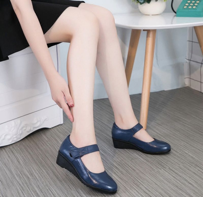 Klinowe Buty Damskie Lua - Niebieski