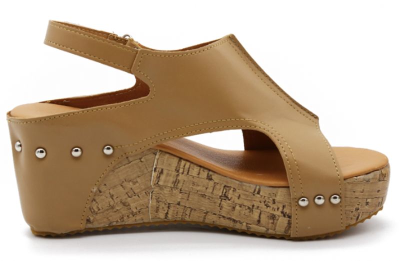 Klinowe Buty Damskie Vintage - Czarny