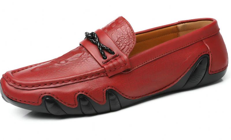 Kluiv Men's Loafer Fashion Shoes - Czerwony