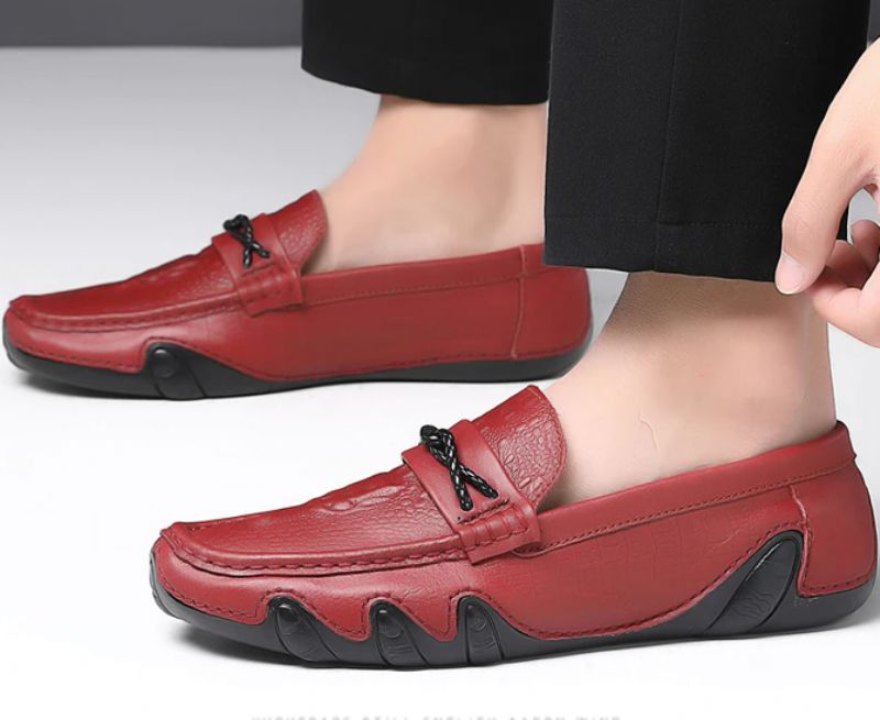 Kluiv Men's Loafer Fashion Shoes - Czerwony