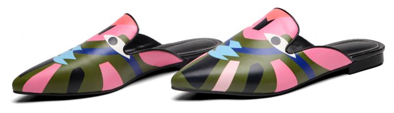 Koky Damskie Buty Z Wąskim Noskiem Z Nadrukiem - Różowy