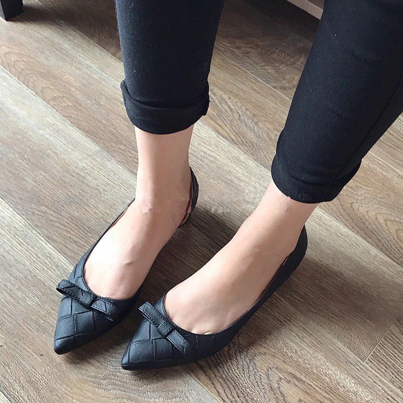Laura Damskie Niskie Płaskie Buty - Czarny